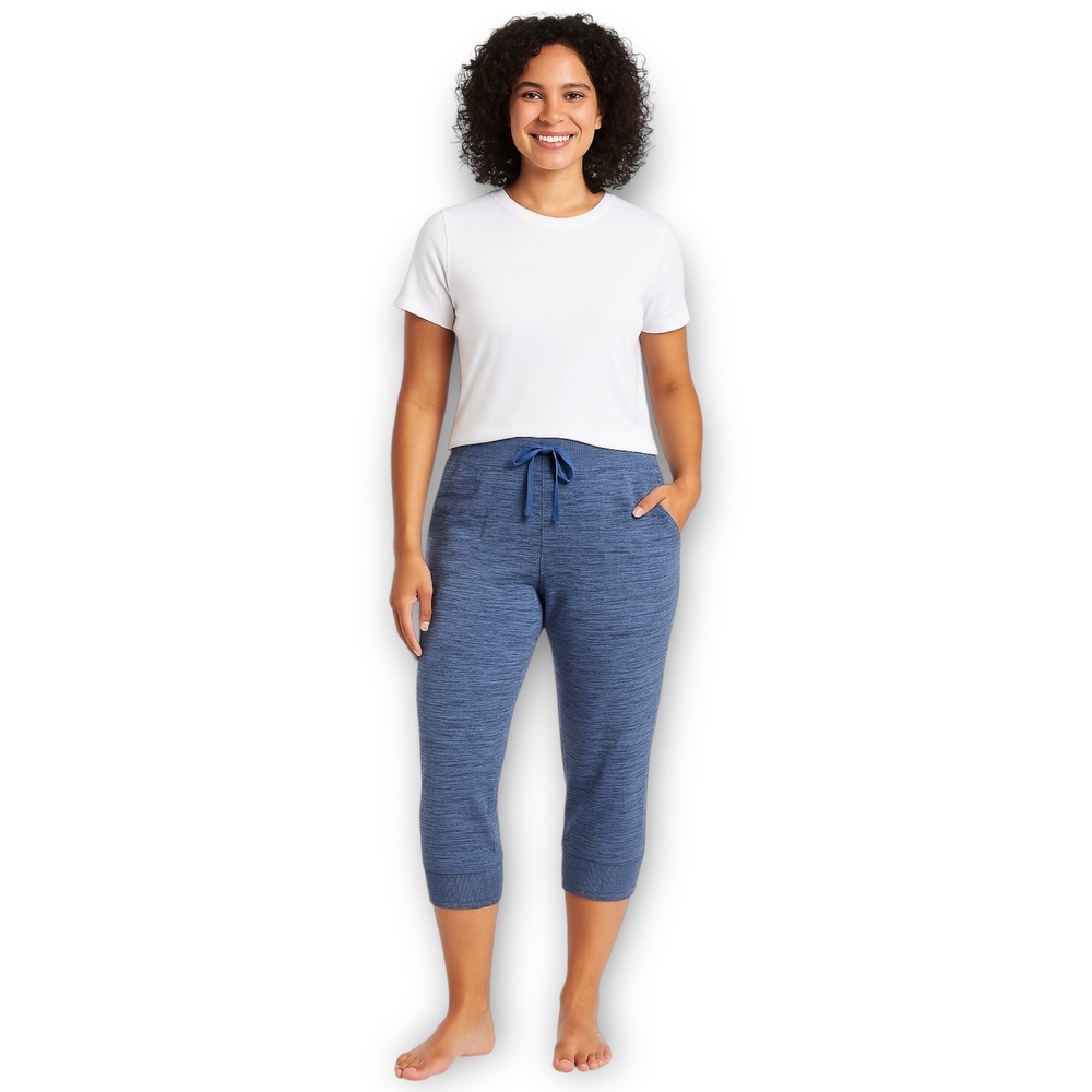 NWT Xersion Women’s Relaxed Fit Cropped Jogger Pants – Blue Space Dye – Size L